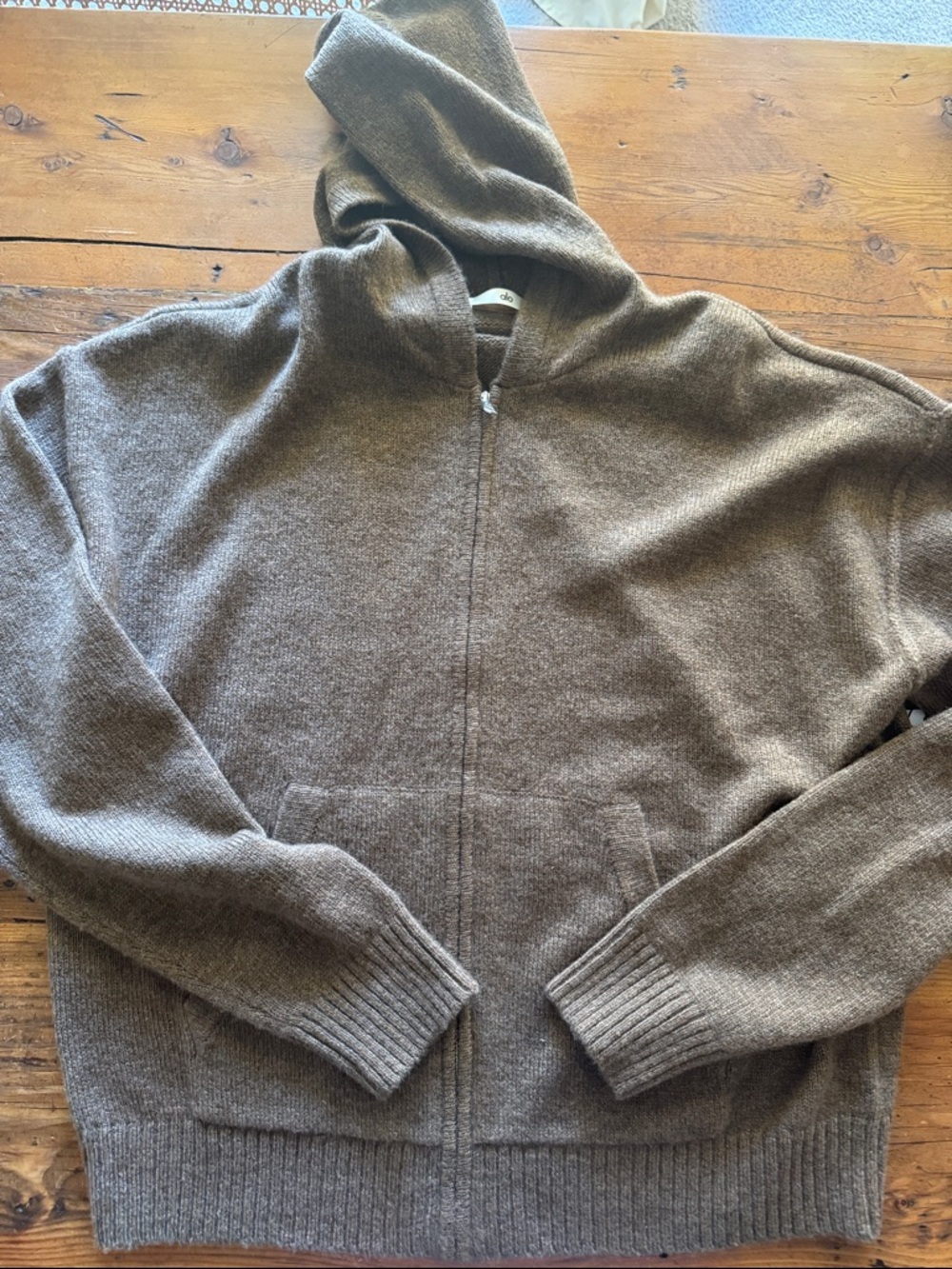 ALO Yoga Unisex Cashmere New Class Full Zip Hoodie- Java Brown- brand new